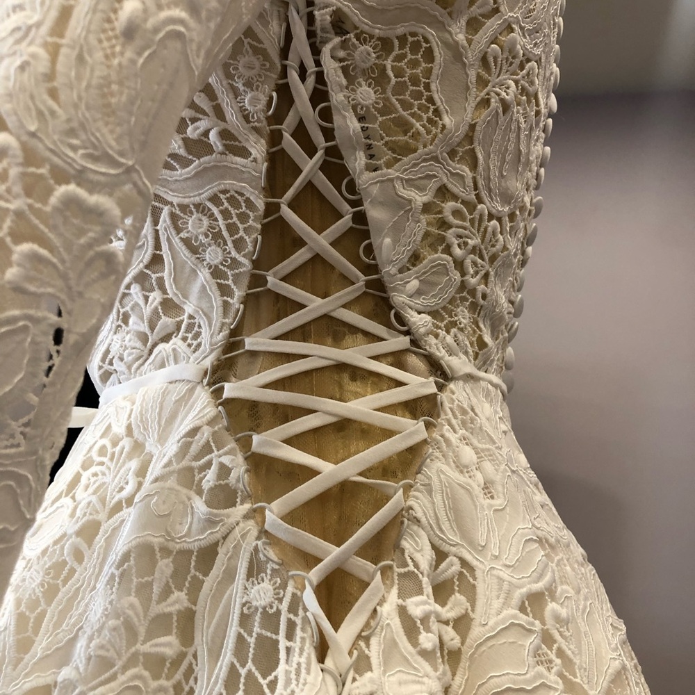 YEDINA studios long sleeve vintage style lace corset wedding dress stunning! S - Picture 12 of 17